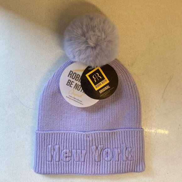 Lavender Beanie Pompom New York Logo Unisex NWT - Picture 6 of 11
